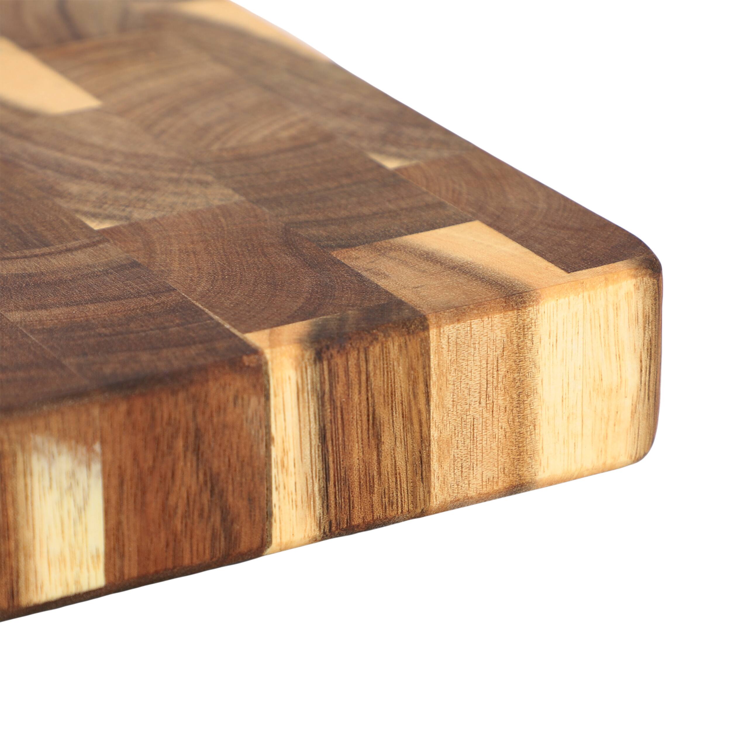 Alt View 4. MegaChef - MegaChef 13.75 Inch Square Thick Acacia Wood Serving and Cutting Butcher Board - Brown.