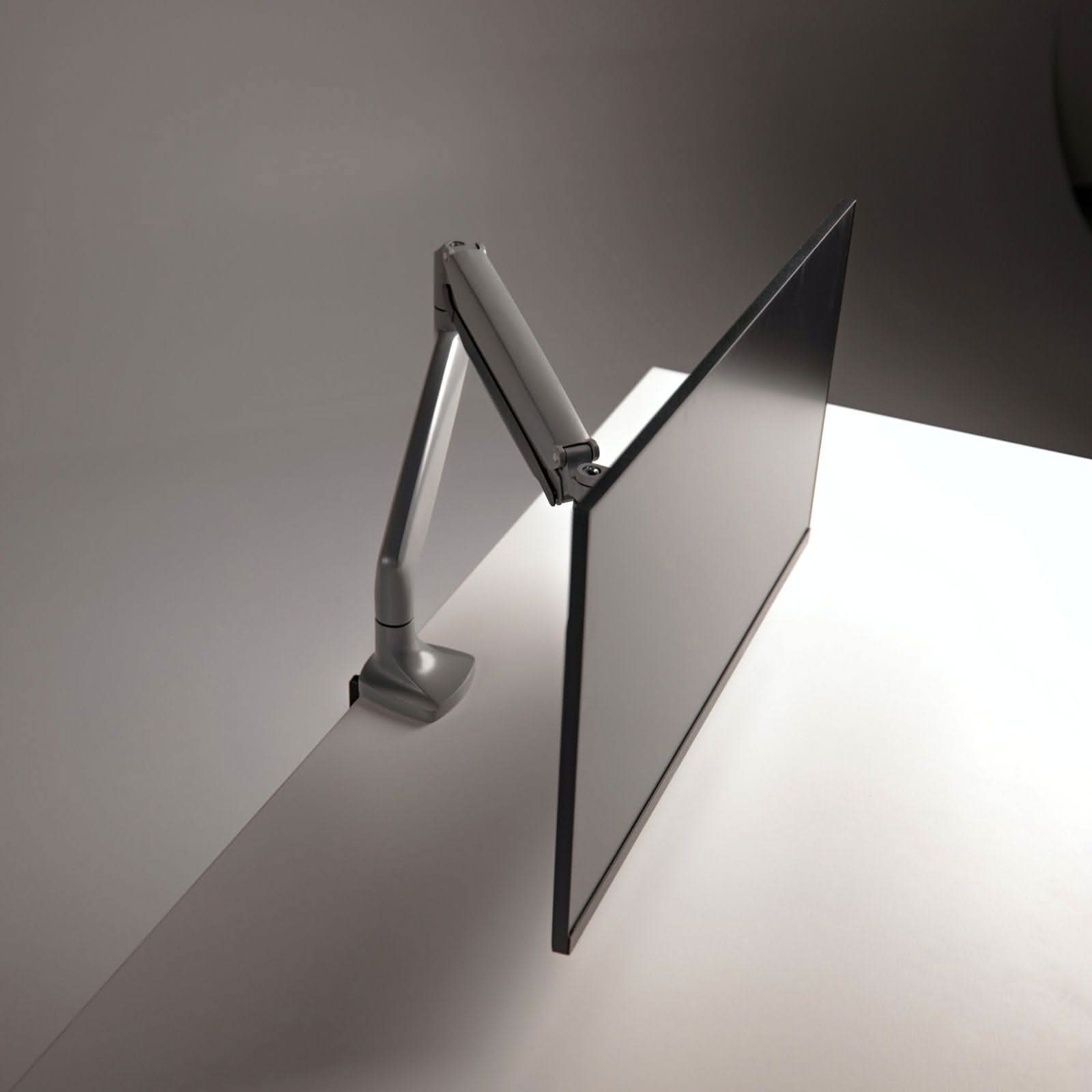 Angle. Mount-It! - Single Monitor Gas Spring Desk Mount for Up to 32″ Screens – Full Motion Ergonomic Arm, Silver - Silver.