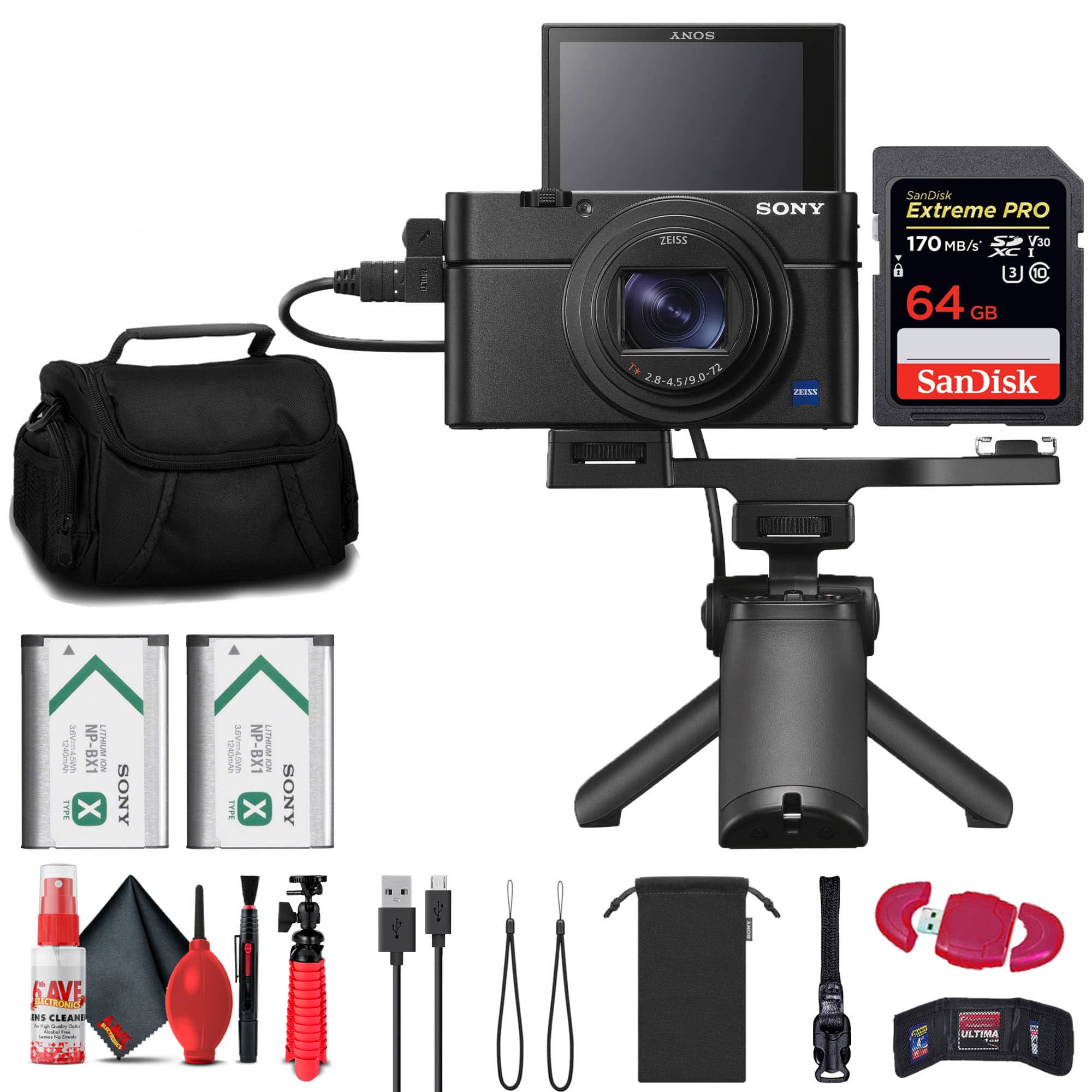 Sony - Cyber-shot DSC-RX100 VII Digital Camera with Shooting Grip Kit + More