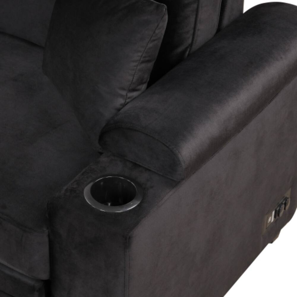 Alt View 5. LUCKY ONE - 84.75" 2-in-1 Pull-Out L-Shape Sleeper Sofa Bed w/ Storage Ottoman for Apartment - Black.