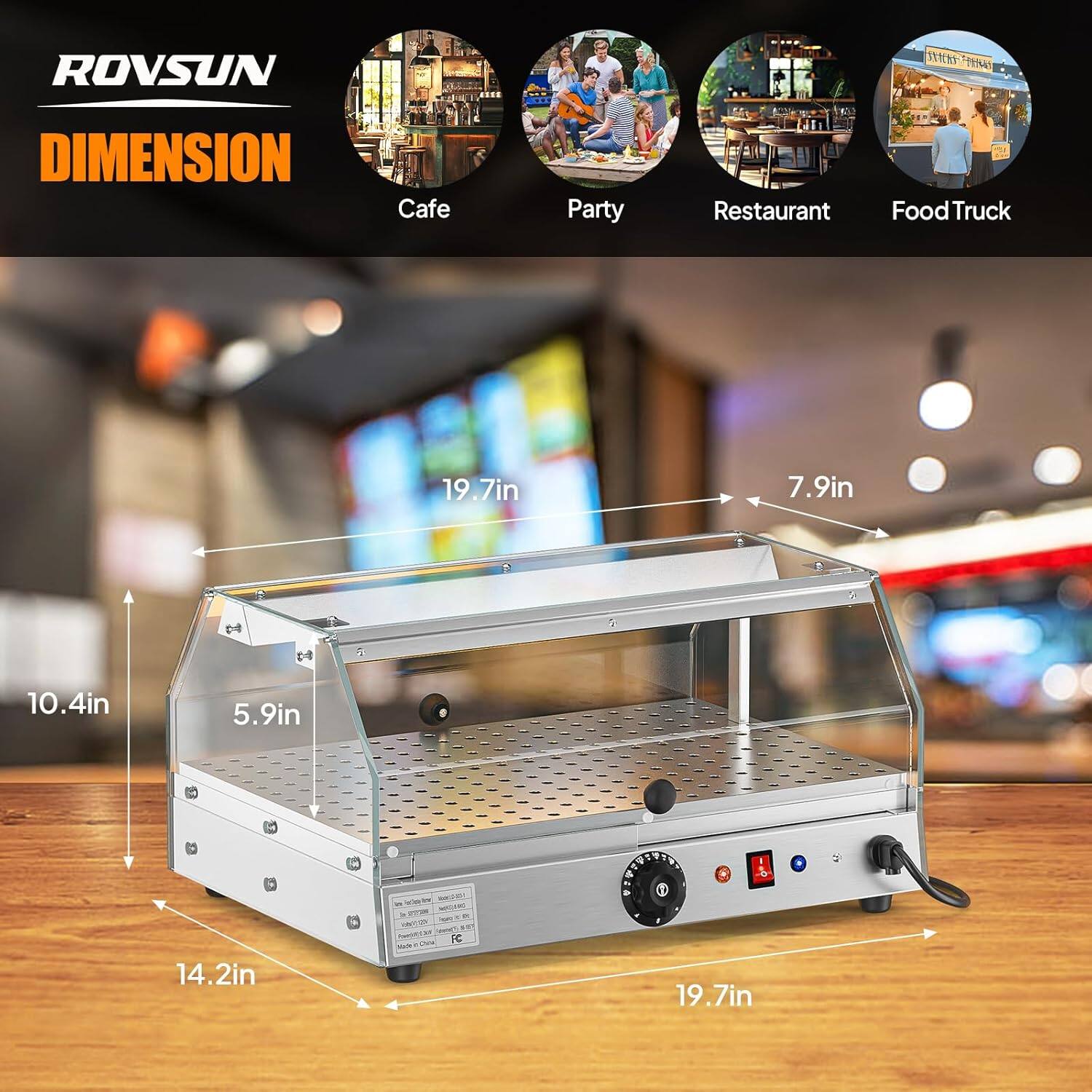 ROVSUN DIMENSION  
Cafe Party Restaurant Food Truck  

19.7in  
7.9in  
10.4in  
5.9in  
14.2in  
19.7in