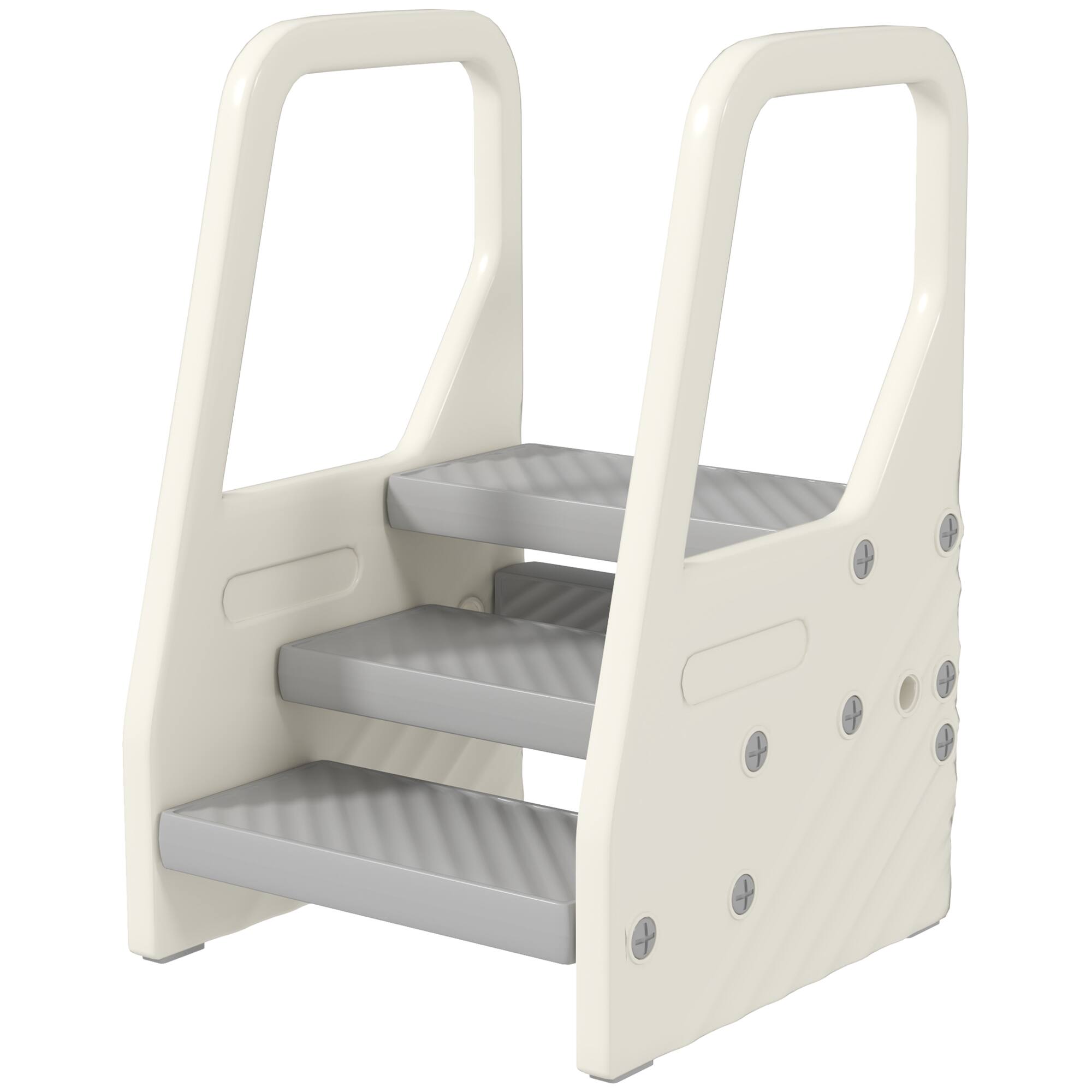 Qaba - 3 Step Toddler Tower with Handles - Gray