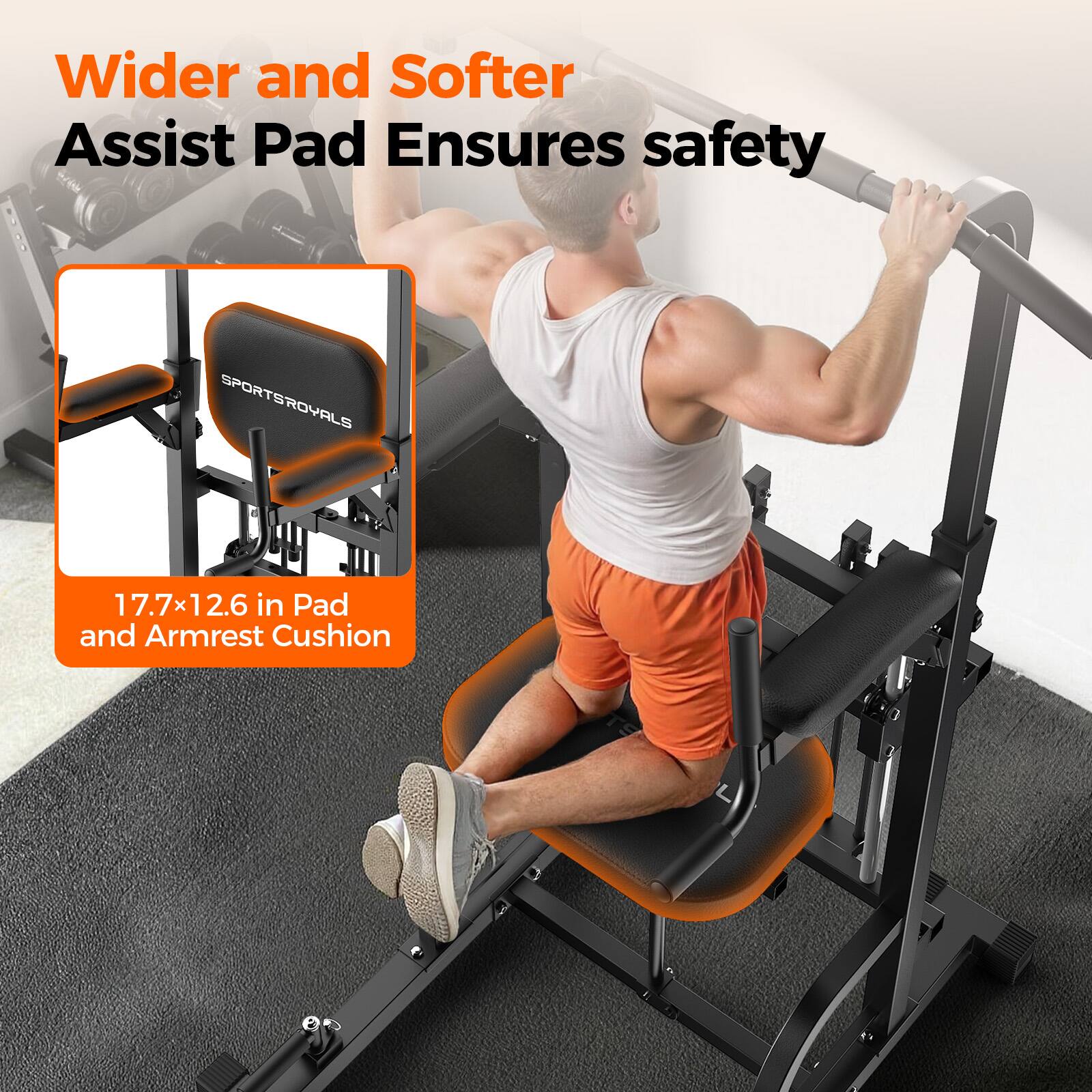 Wider and Softer Assist Pad Ensures safety

SPORTSROYALS

17.7x12.6 in Pad and Armrest Cushion