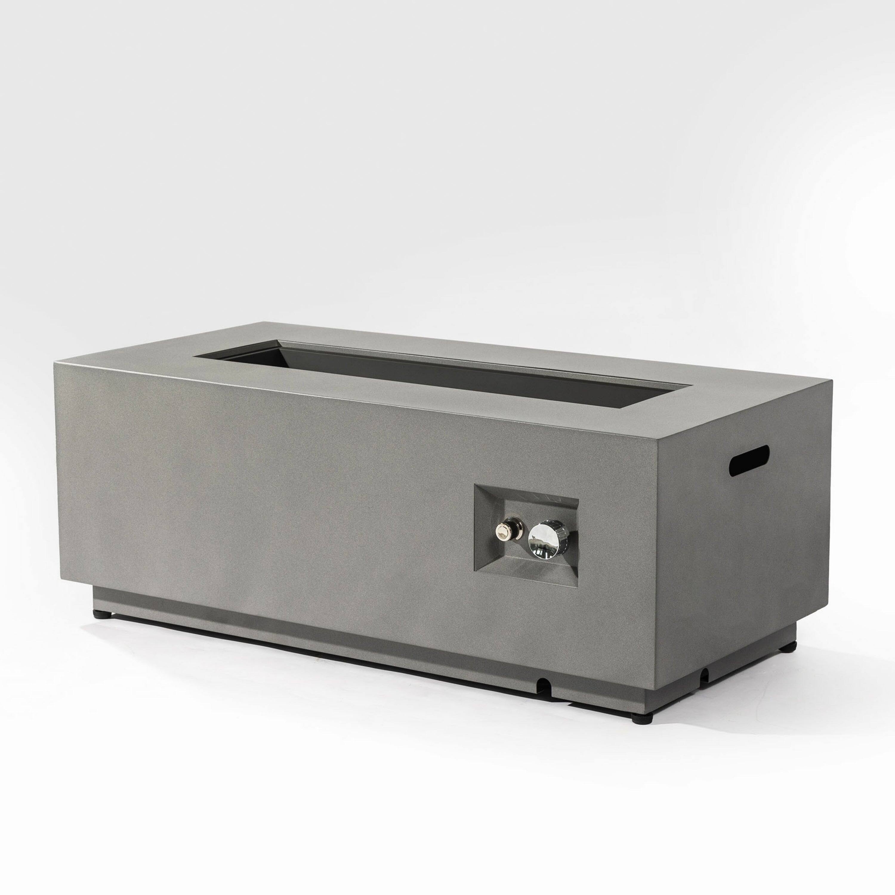 Boyel Living - 42 in. Propane Gas Fire Pit Table, 2-Piece, 50,000 BTU Rectangular Steel Fire Pit with Glass Wind Guard - Gray price history on PriceWatchPro