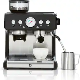 GARVEE - 20 Bar Pressure Espresso Machine with Grinder 2.8L Removable Water Tank Milk Frother Steam Wand for Latte Cappuccino - BALCK