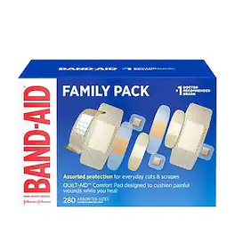 Band-Aid - Family Variety Sheer Fabric Adhesive Bandages, 1.75" x 4", 280/Box (4711) - Beige/Clear