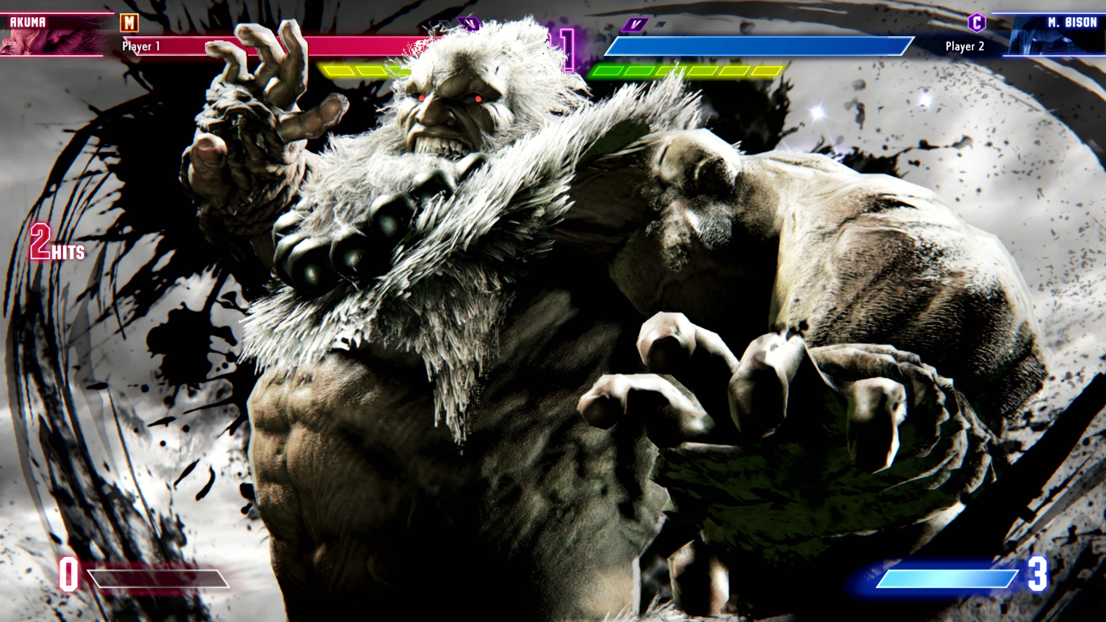 AKUMA M Player I V C Player 2 M. BISON 2HITS HITS O 3