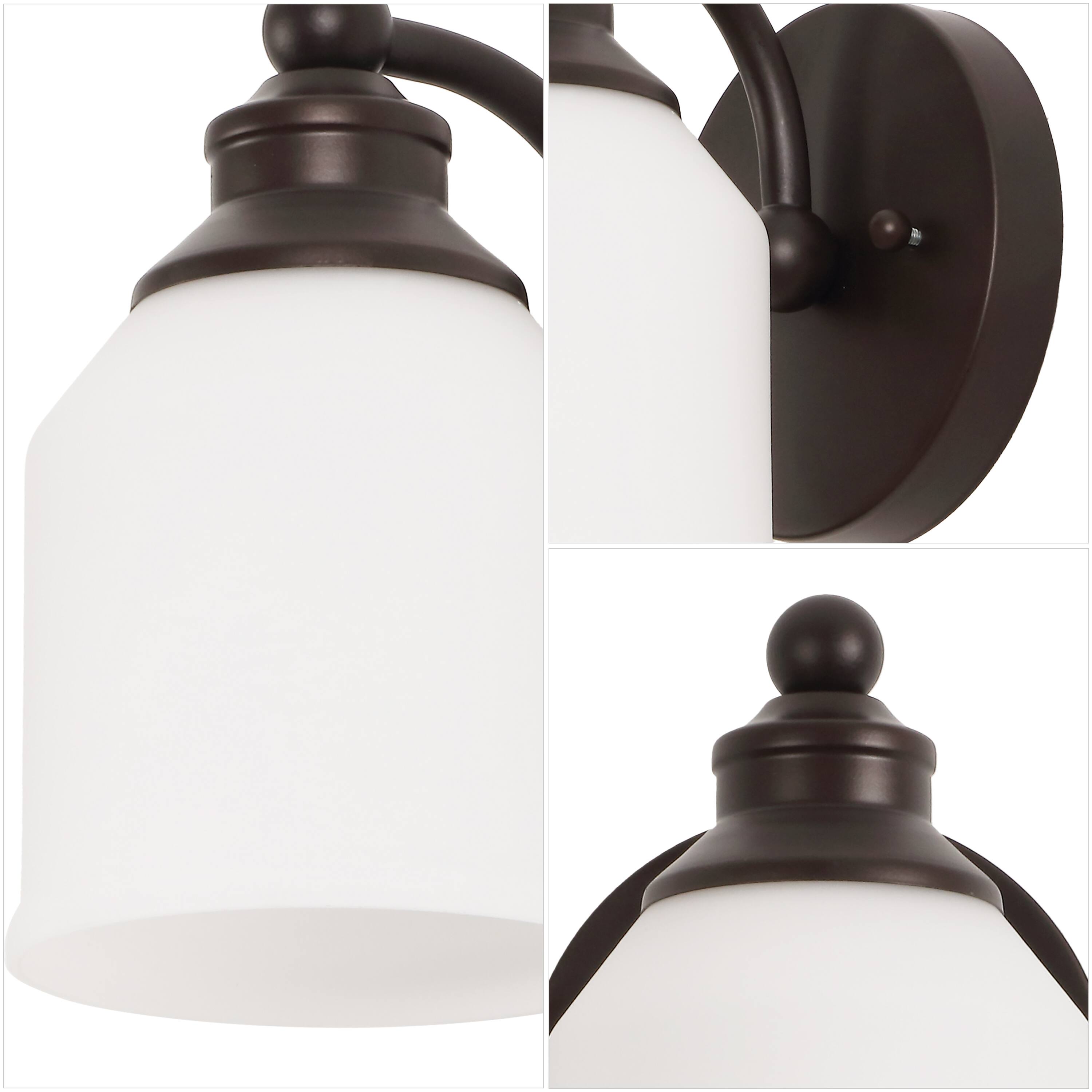 Alt View 4. Jonathan Y - Lydia 5.13" 1-Light Farmhouse Cottage Metal LED Vanity Light with Frosted Glass Shade, Oil Rubbed Bronze - Oil Rubbed Bronze.