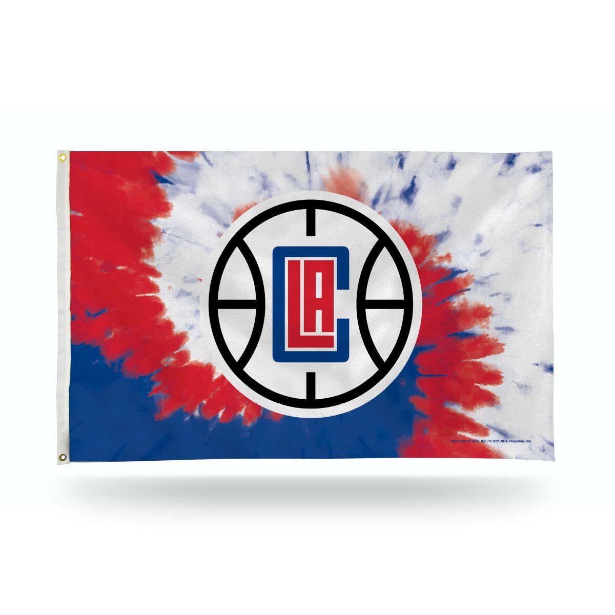 Front. Rico Industries - Los Angeles Clippers Bold Tie Dye Design 3x5 Indoor/Outdoor Banner Flag - Multi.