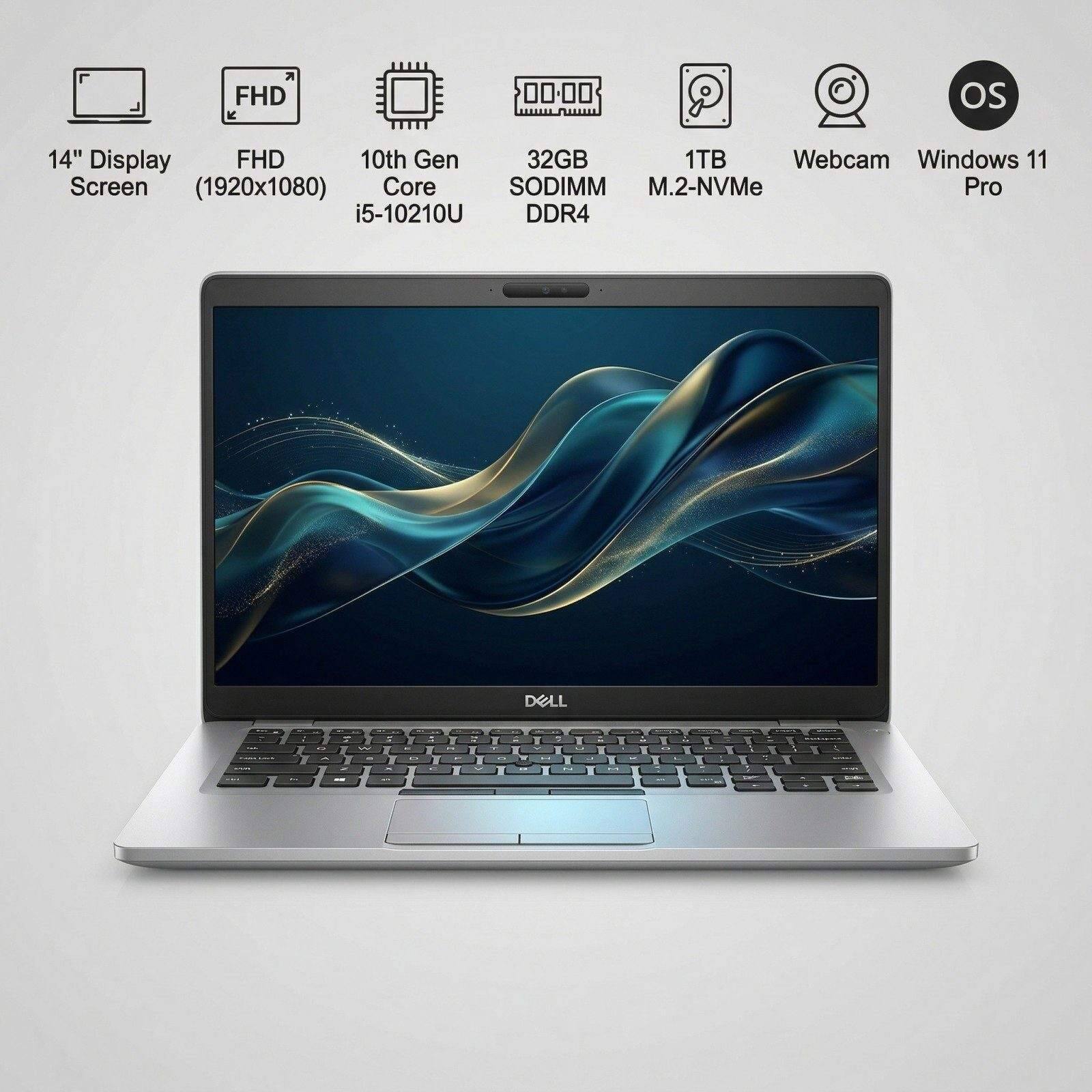 FHD OS 14" Display  
FHD 10th Gen  
32GB SODIMM DDR4  
1TB M.2-NVMe  
Webcam  
Windows 11 Pro  
14" Display Screen (1920x1080)  
10th Gen Core i5-10210U