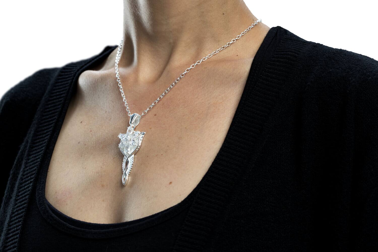 Alt View 3. Weta Workshop - WETA Workshop - The Lord of the Rings Trilogy - Evenstar Pendant & Chain - Sterling Silver   - COLLECTIBLES - Multicolor.