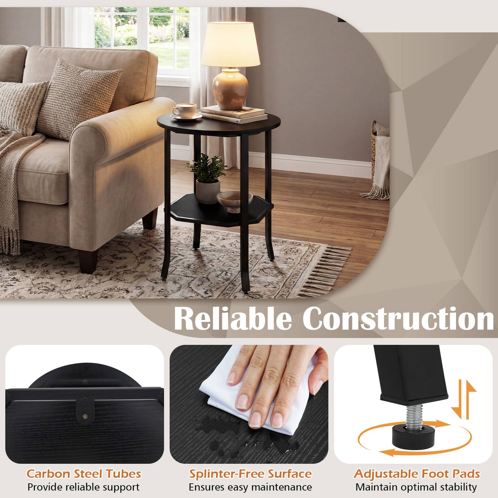Reliable Construction

Carbon Steel Tubes Provide reliable support

Splinter-Free Surface Ensures easy maintenance

Adjustable Foot Pads Maintain optimal stability