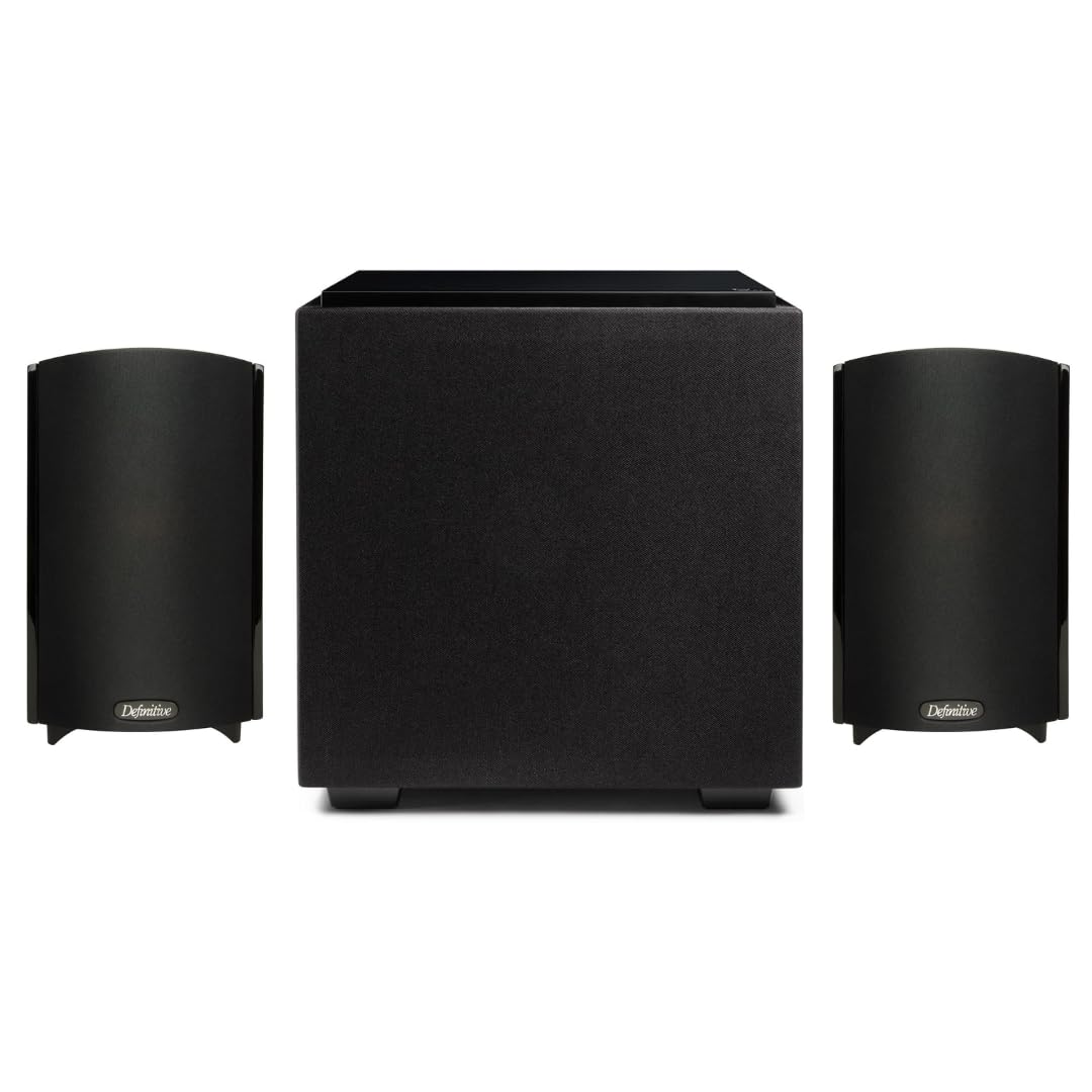 Pair of Definitive Technology ProMonitor 800-2-Way | Easy-Mounting and Descend DN8 500 Wat Peak 8 Inch Subwoofer Bundle - Black