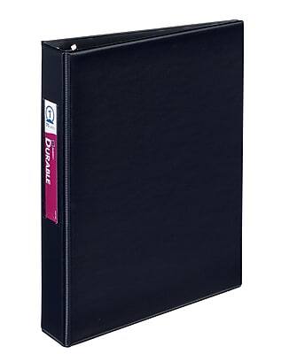 Front. Avery - Durable Mini 1" 3-Ring Non-View Binders for 5 1/2" x 8 1/2" paper, Round Ring - Black.