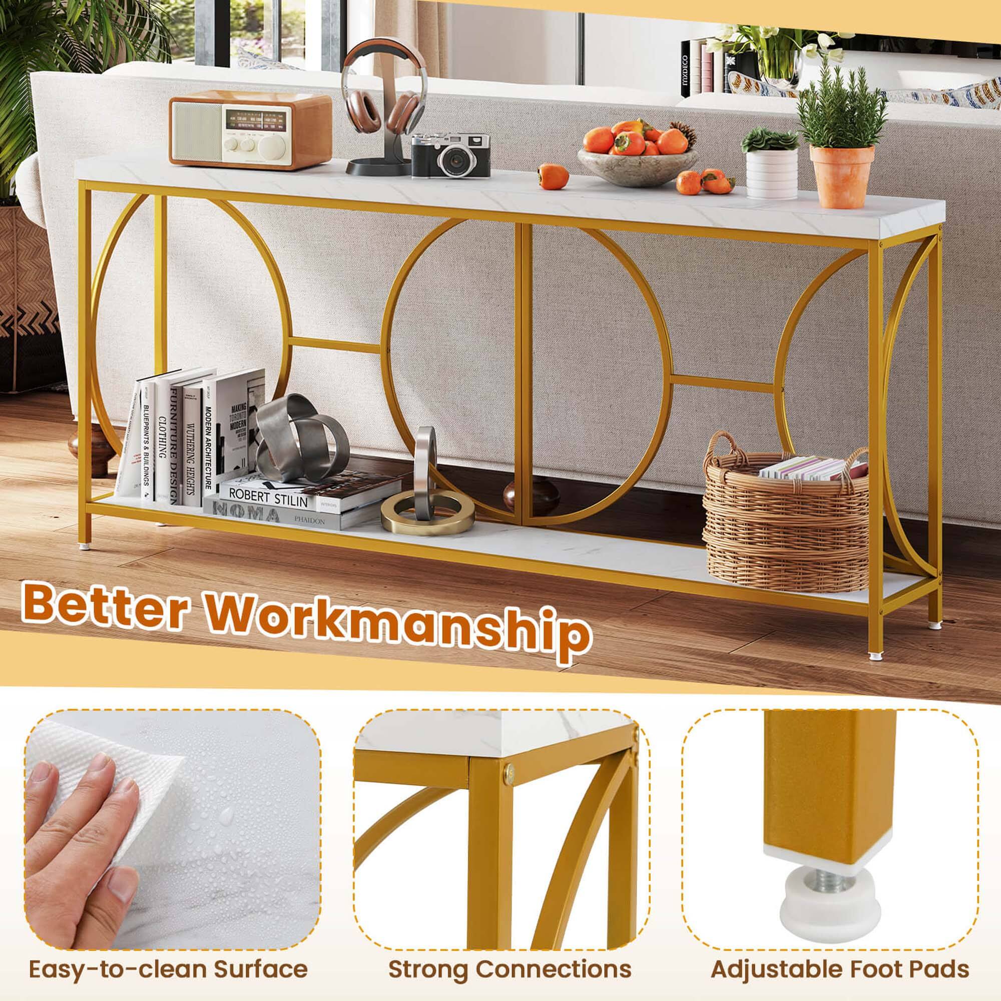 Better Workmanship: 1. Easy-to-clean surface, 2. Strong connections, 3. Adjustable foot pads.