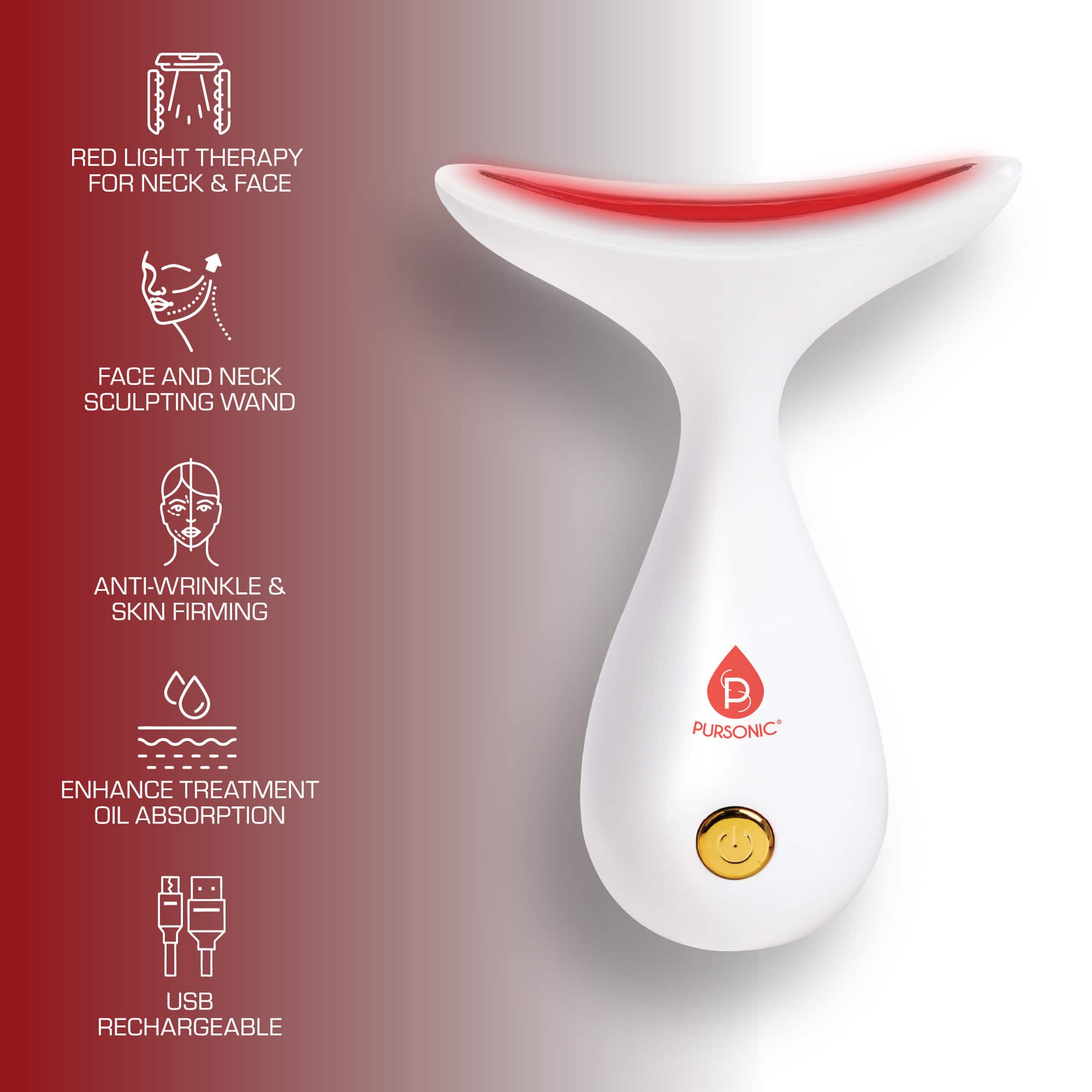 Pursonic LED Light Therapy Neck & Face Sculpting Wand - Best Buy