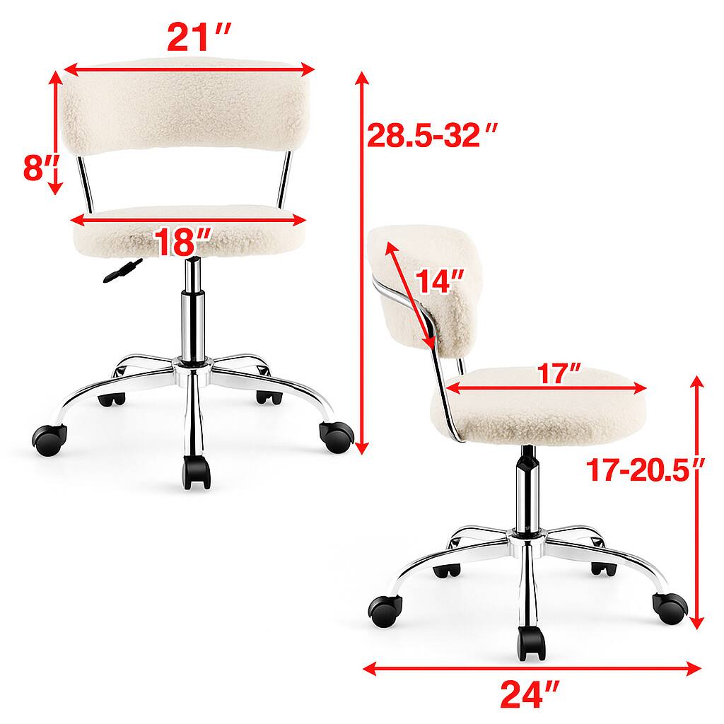 Left. Hivvago - Adjustable Sherpa Swivel Desk Chair for Home Office - White.