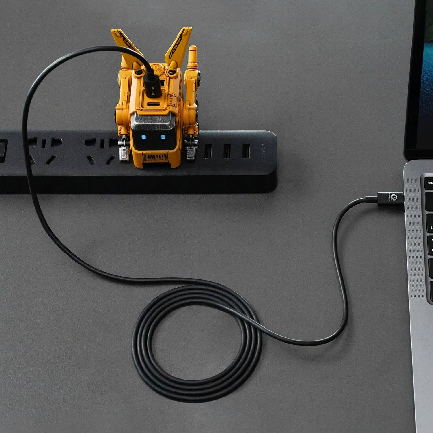 Left. GravaStar - GravaStar USB-C 100W Fast Charging Cable with PD3.0 and QC3.0 1.5m Black - Black.