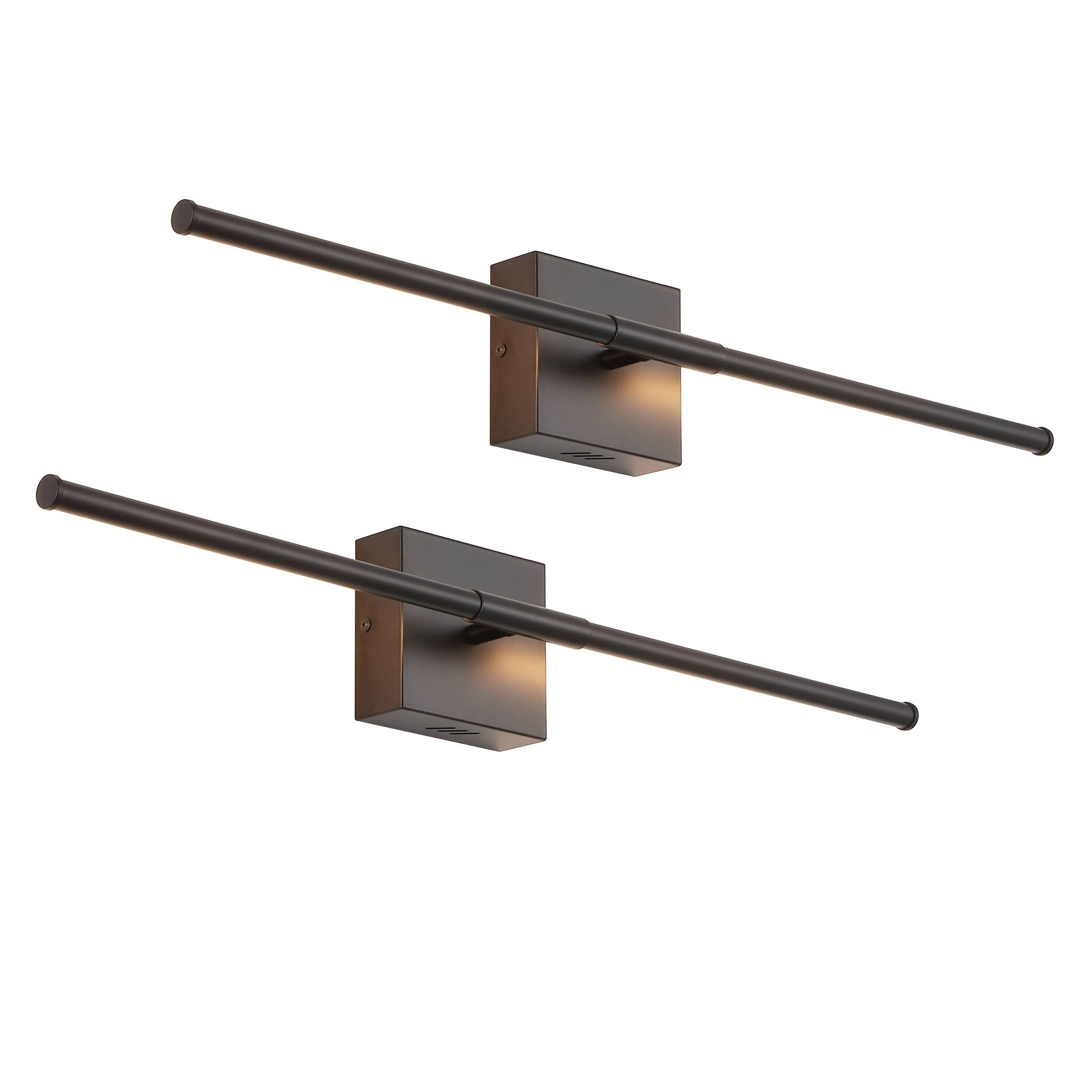 Front. Jonathan Y - Makena 28" Modern Minimalist Dimmable Integrated LED Metal Wall Sconce, Black (Set of 2) - Black.