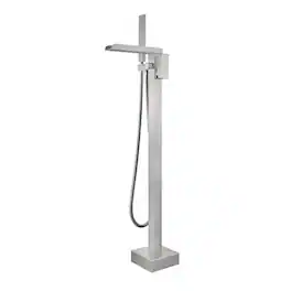 Boyel Living - Freestanding Bathtub Faucet Solid Brass Waterfall Spout Handheld Spray cUPC Certified - Brushed Nickel