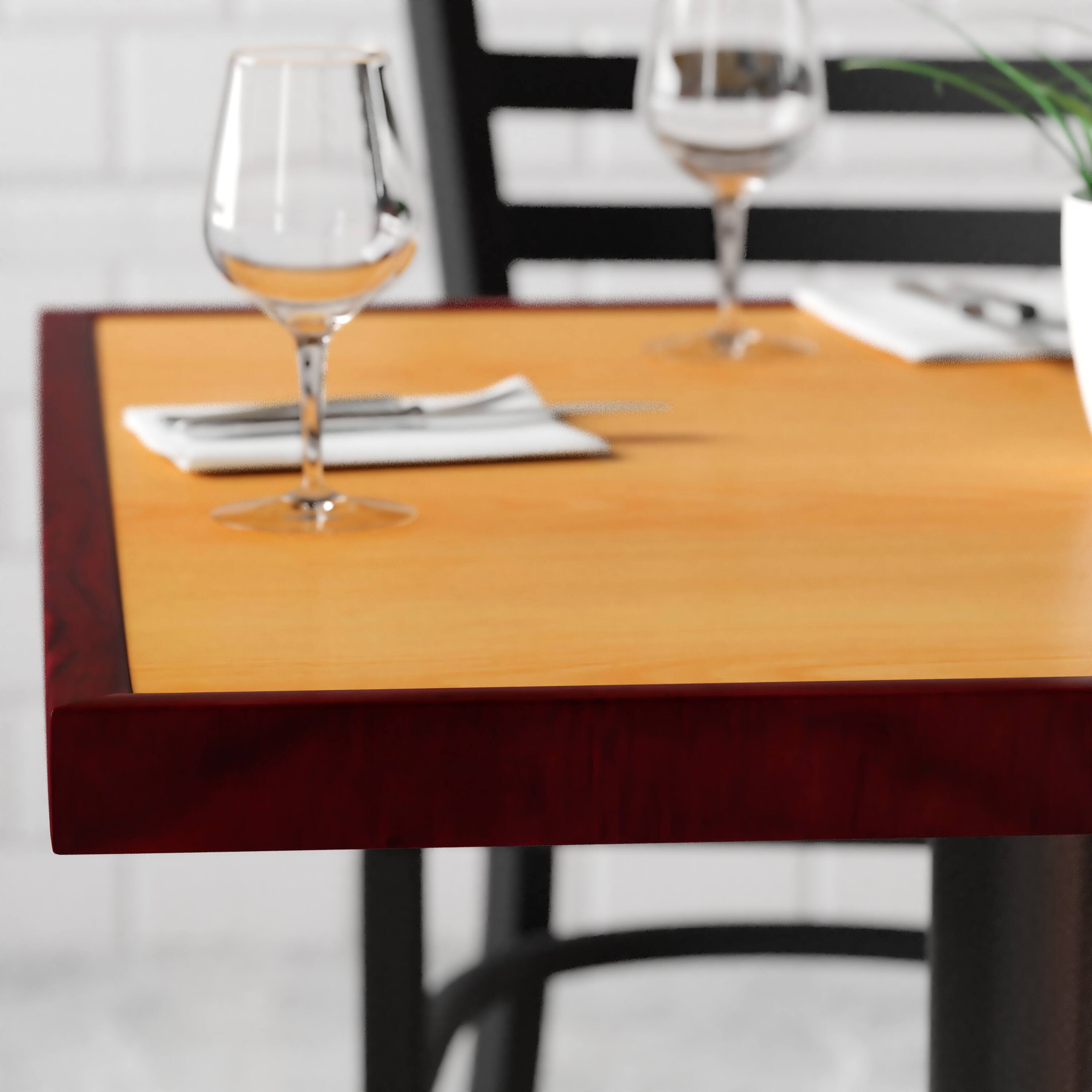Alt View 4. Emma + Oliver - 36" Square 2-Tone High-Gloss Resin Table Top with 2" Thick Drop-Lip - Cherry/Mahogany.