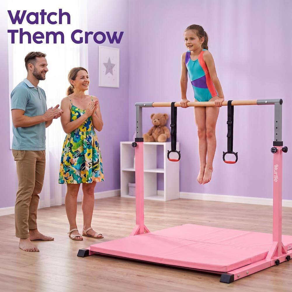Hurtle Gymnastics Bar for Kids, 12 Level Adjustable Pull Up Bar, Non ...