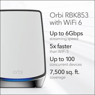 NETGEAR Orbi 850 Series AX6000 Tri Band Mesh Wi Fi 6 System (3 NETGEAR Orbi 850 Series AX6000 Tri Band Mesh Wi Fi 6 System (3