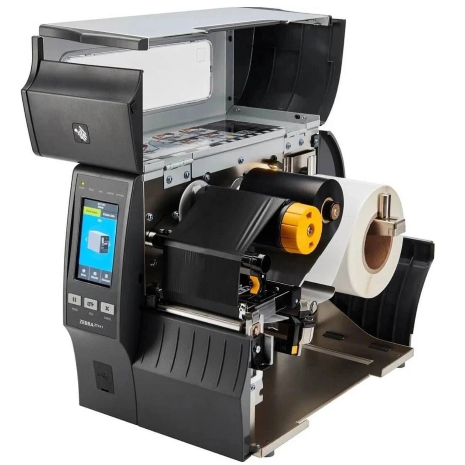 Alt View 1. Zebra - ZT411 4-Inch Thermal Transfer/Direct Thermal Label Printer, 203 dpi, Bluetooth 4.1, USB, Serial, Ethernet, Touch Display - Gray.