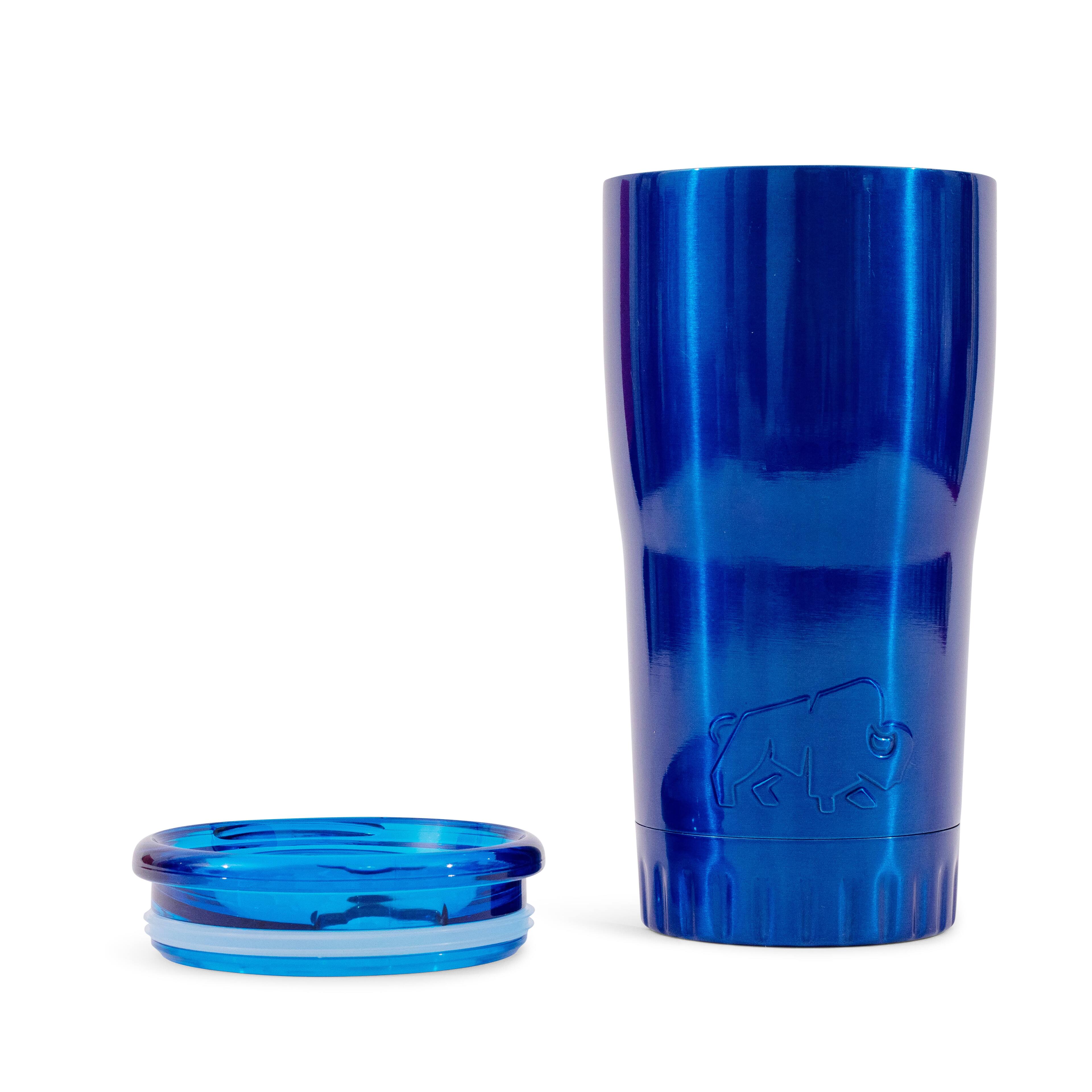 Alt View 1. Silver Buffalo - Metallic Royal Blue Stainless Steel Tumbler With Open-Sip Lid | Holds 20 Ounces - Blue.