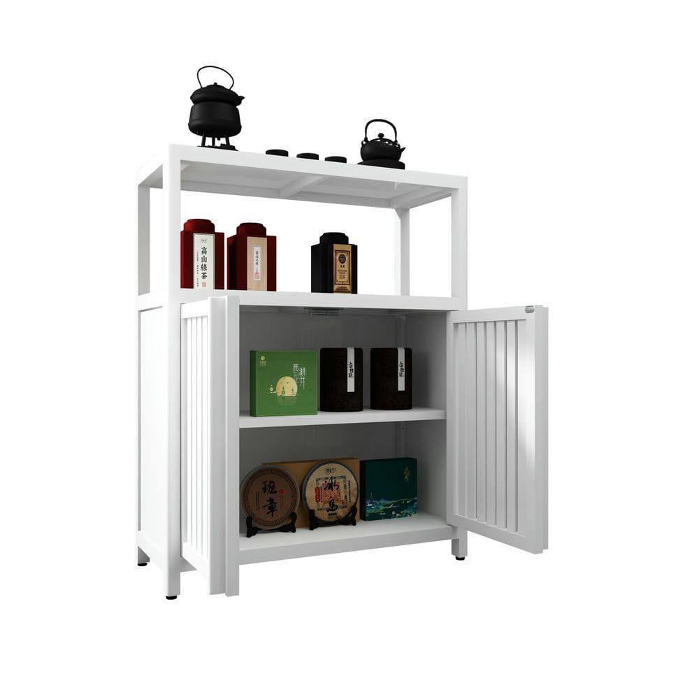 Alt View 1. Kadyn - White Large Capacity Bamboo Storage Cabinet Furniture for Bathroom Living Room Bathroom Bamboo Storage Cabinet - White.