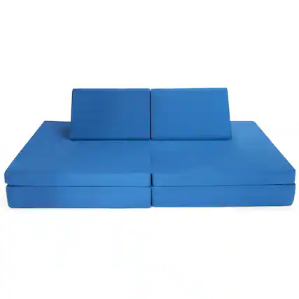 Front. Costway - Costway 4-Piece Convertible Kids Couch or 2 Chairs Toddler to Teen Sofa and Play Set - Blue.