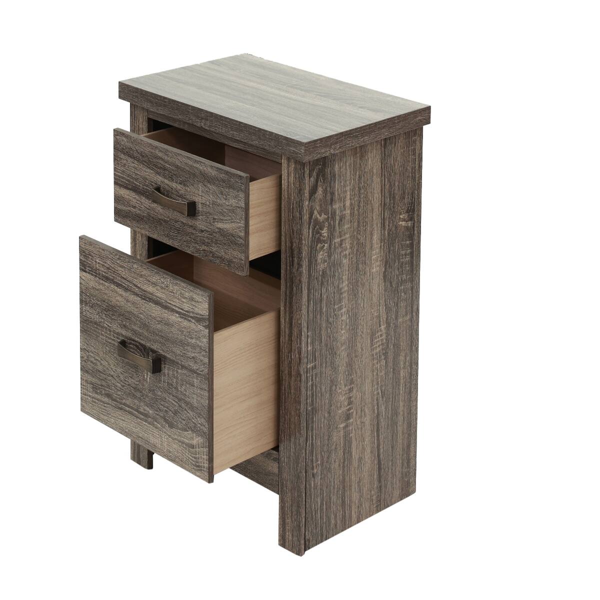 Alt View 10. Loheer - Loheer Natural Finish Wooden Nightstand, 2 Drawer Bedside Table, 24 in High - Natural.