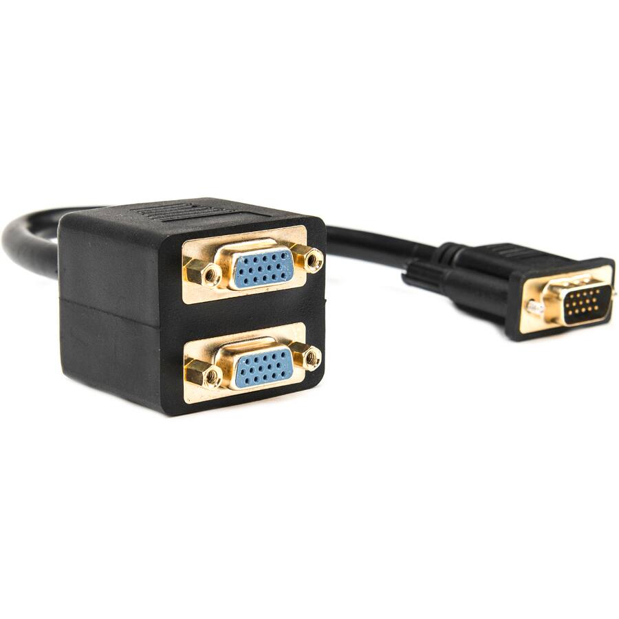 Alt View 2. Rocstor - Rocstor Premium 1 ft VGA to 2x VGA Video Splitter Cable M/F - DB-15 Male - DB-15 Female - Black - 1 ft VGA Video Cable - Black.