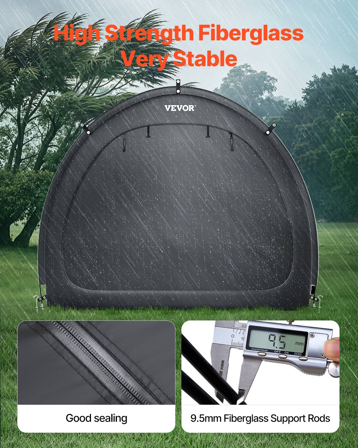 High Strength Fiberglass Very Stable VEVOR, Good sealing, 9.5mm Fiberglass Support Rods