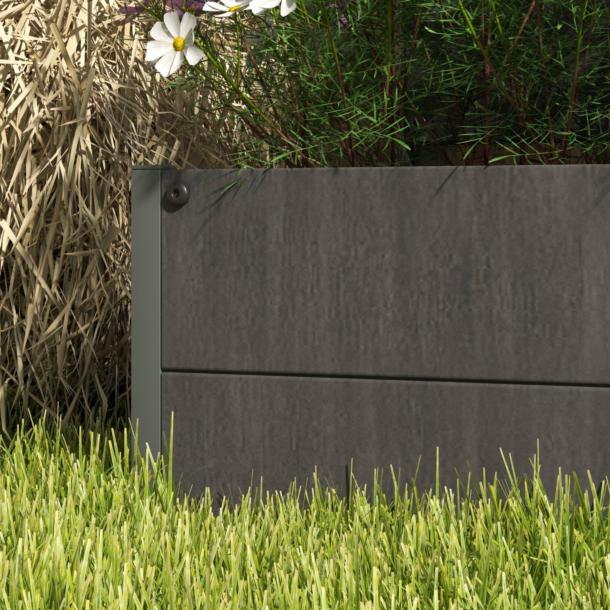 Alt View 7. Outsunny - Planter for Climbing Plants, Raised Garden Bed with Trellis, Planter Box for Outdoor Garden - Dark Gray.