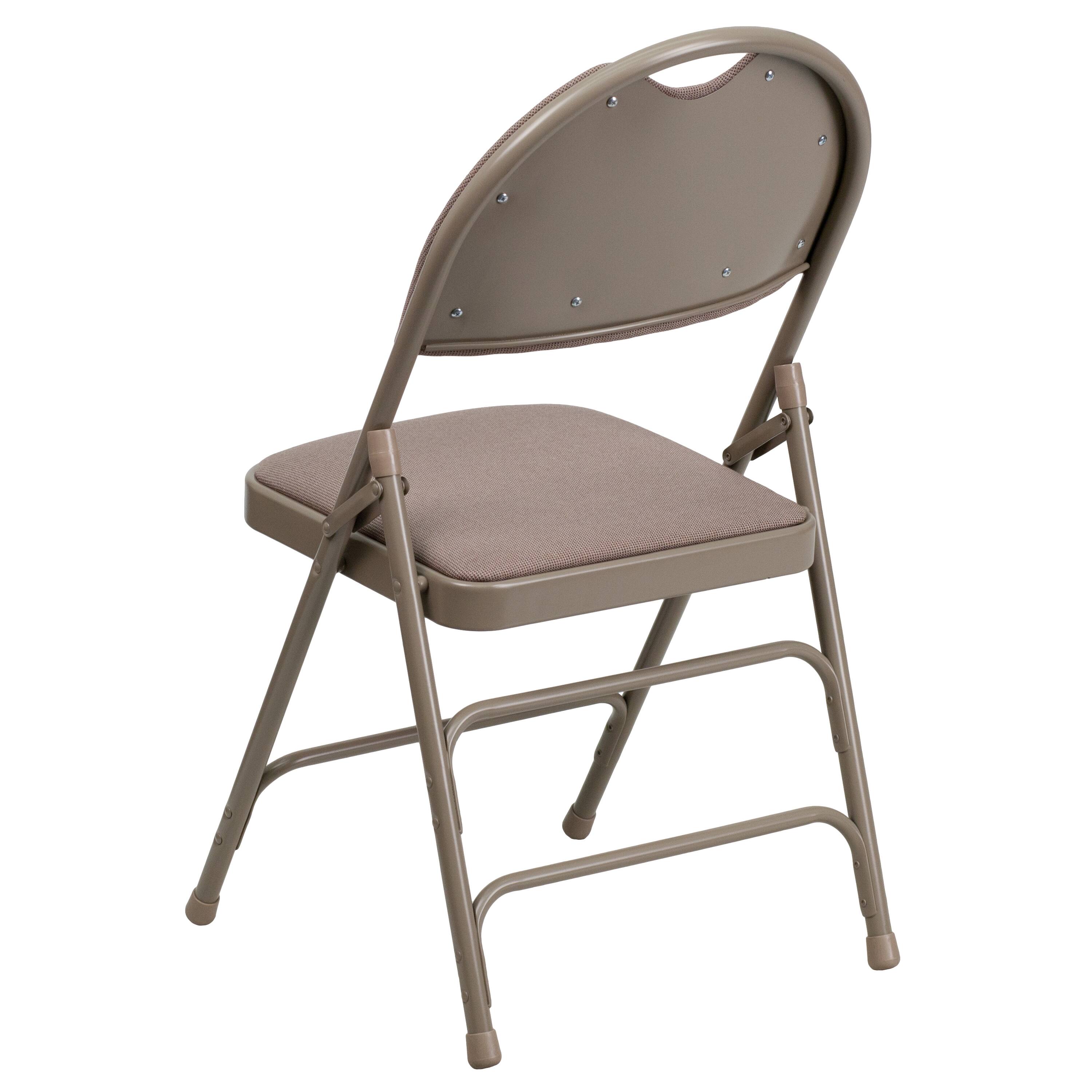 Alt View 5. Emma + Oliver - 4 Pack Home & Office Easy-Carry Party Events Padded Folding Chair - Beige Fabric/Beige Frame.