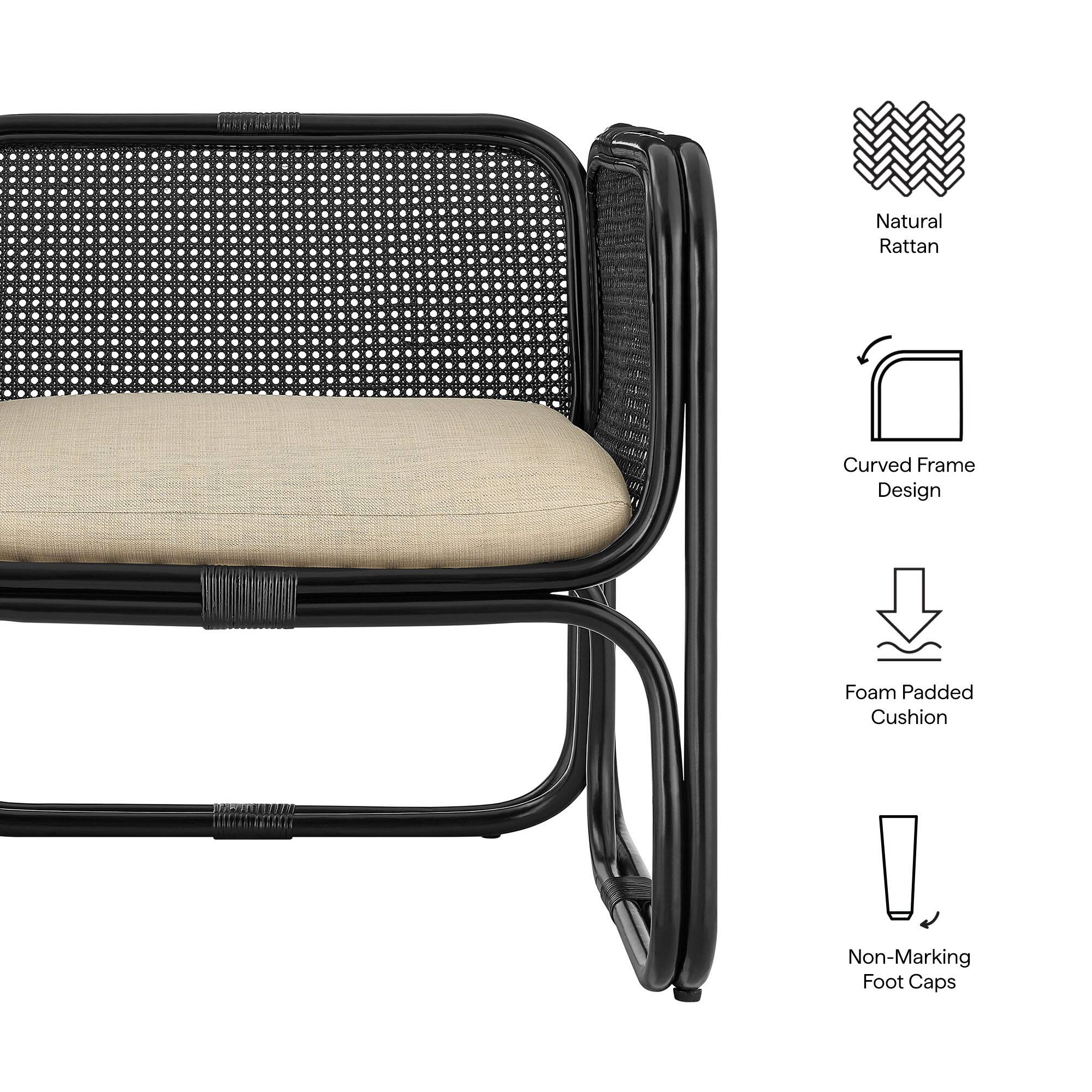 OTFEEFEIN Natural Rattan Curved Frame Design Foam Padded Cushion Non-Marking Foot Caps

- Natural Rattan
- Curved Frame Design
- Foam Padded Cushion
- Non-Marking Foot Caps