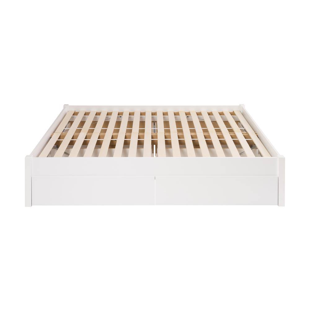 Prepac Queen Select 4 Post Platform Bed with 4 Drawers White WBSQ-1302 ...