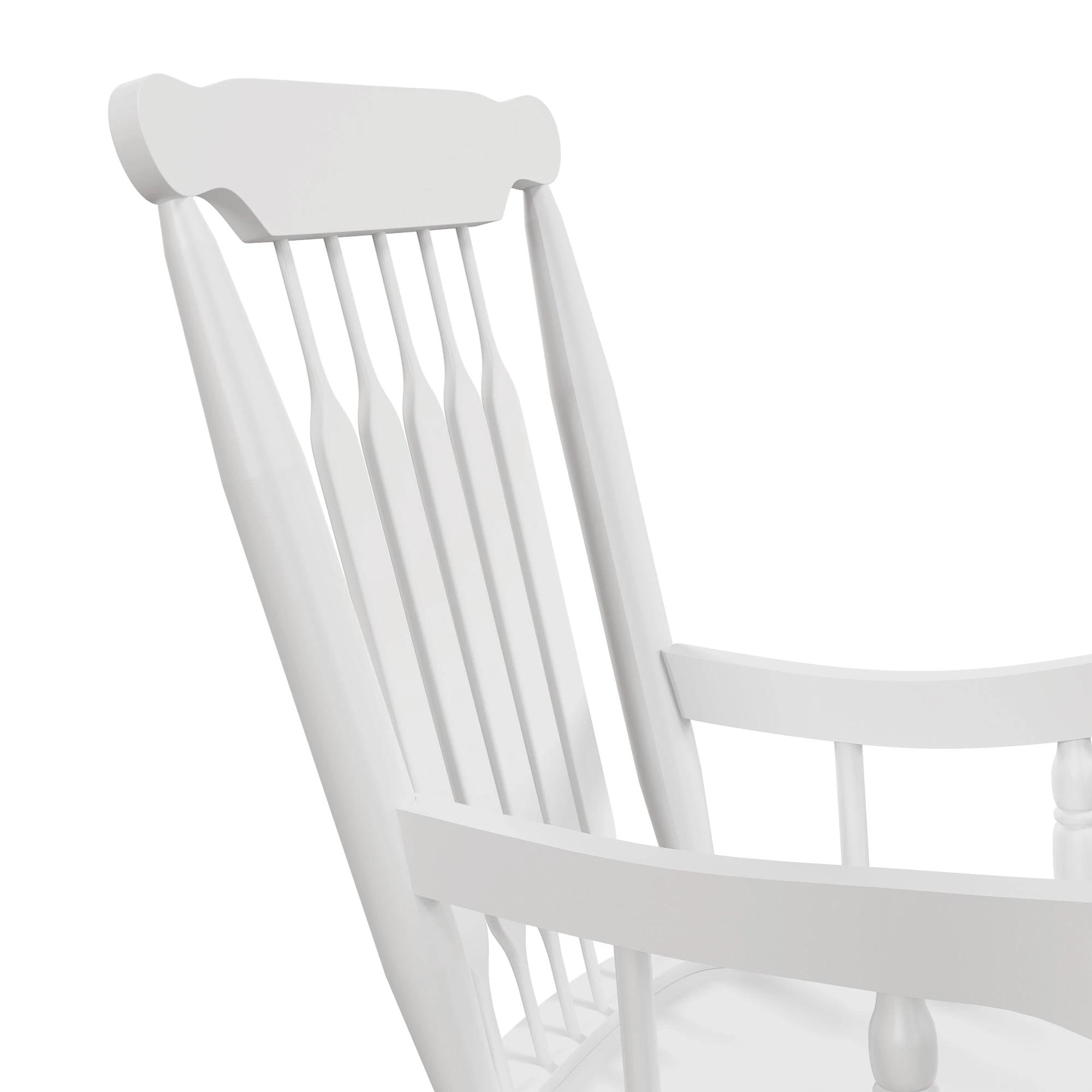 Back. Resenkos - Resenkos 2-Piece Outdoor High-Back Rocking Chairs, 350 lbs Capacity, Durable Wooden Garden & Patio Seating,White - White.