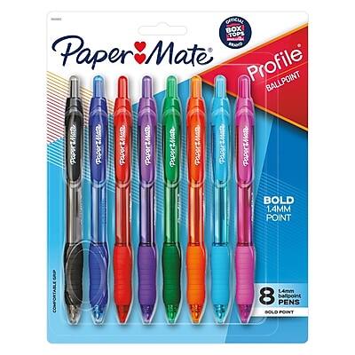 Paper Mate - Profile Retractable Ballpoint Pen, Bold Point, 8/Pack - Assorted Ink