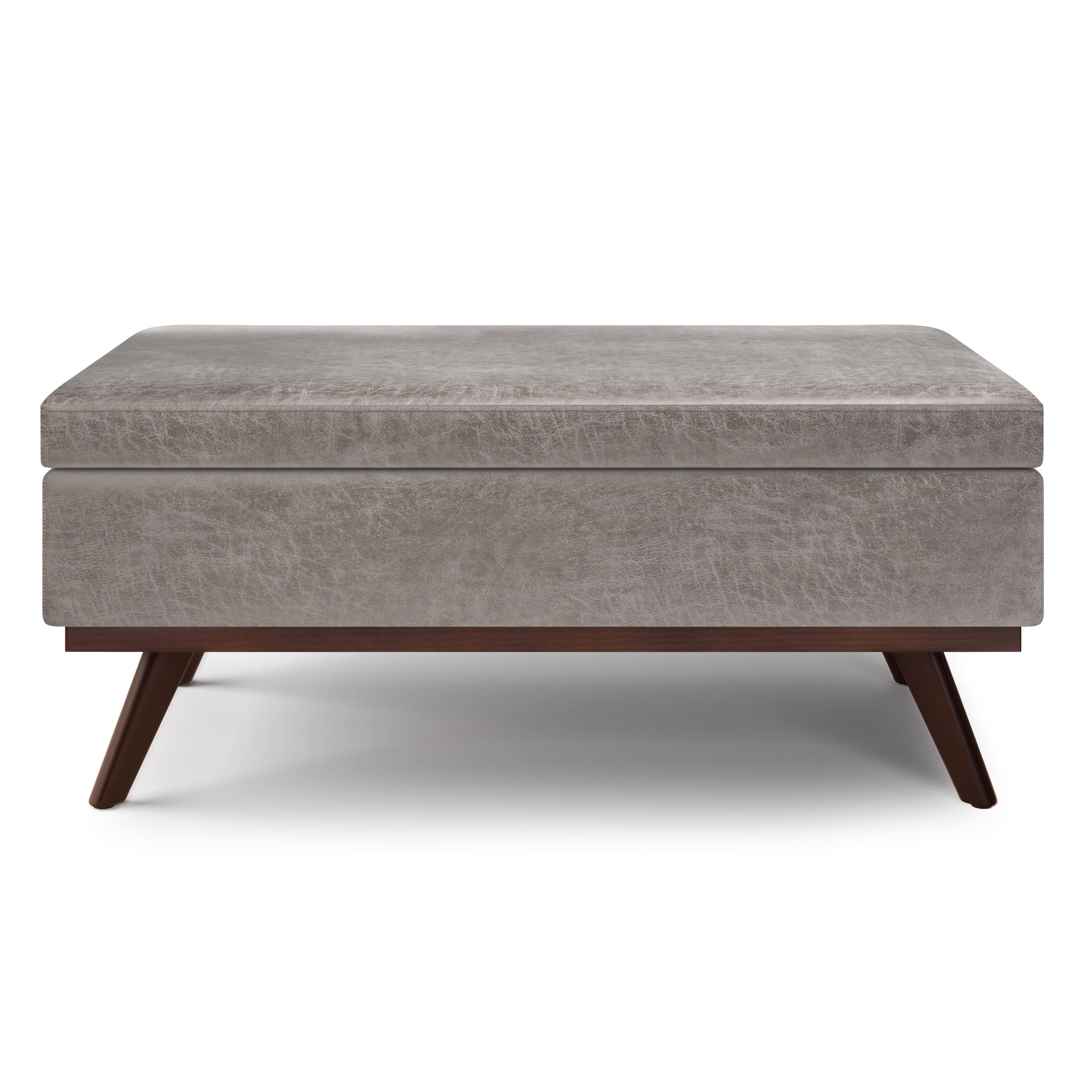Alt View 11. Simpli Home - Owen Lift Top Large Coffee Table Storage Ottoman - Distressed Grey.