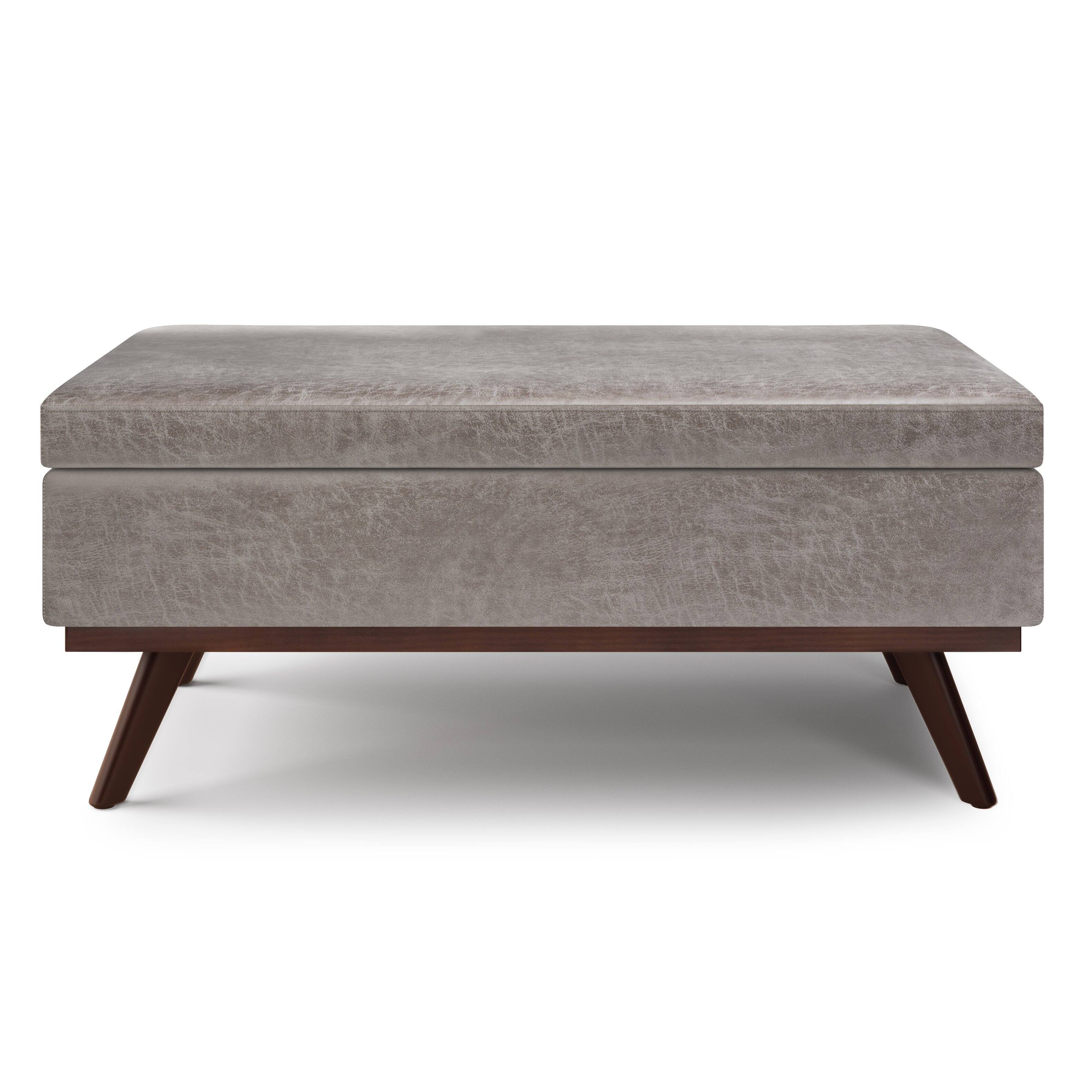 Alt View 11. Simpli Home - Owen Lift Top Large Coffee Table Storage Ottoman - Distressed Grey.