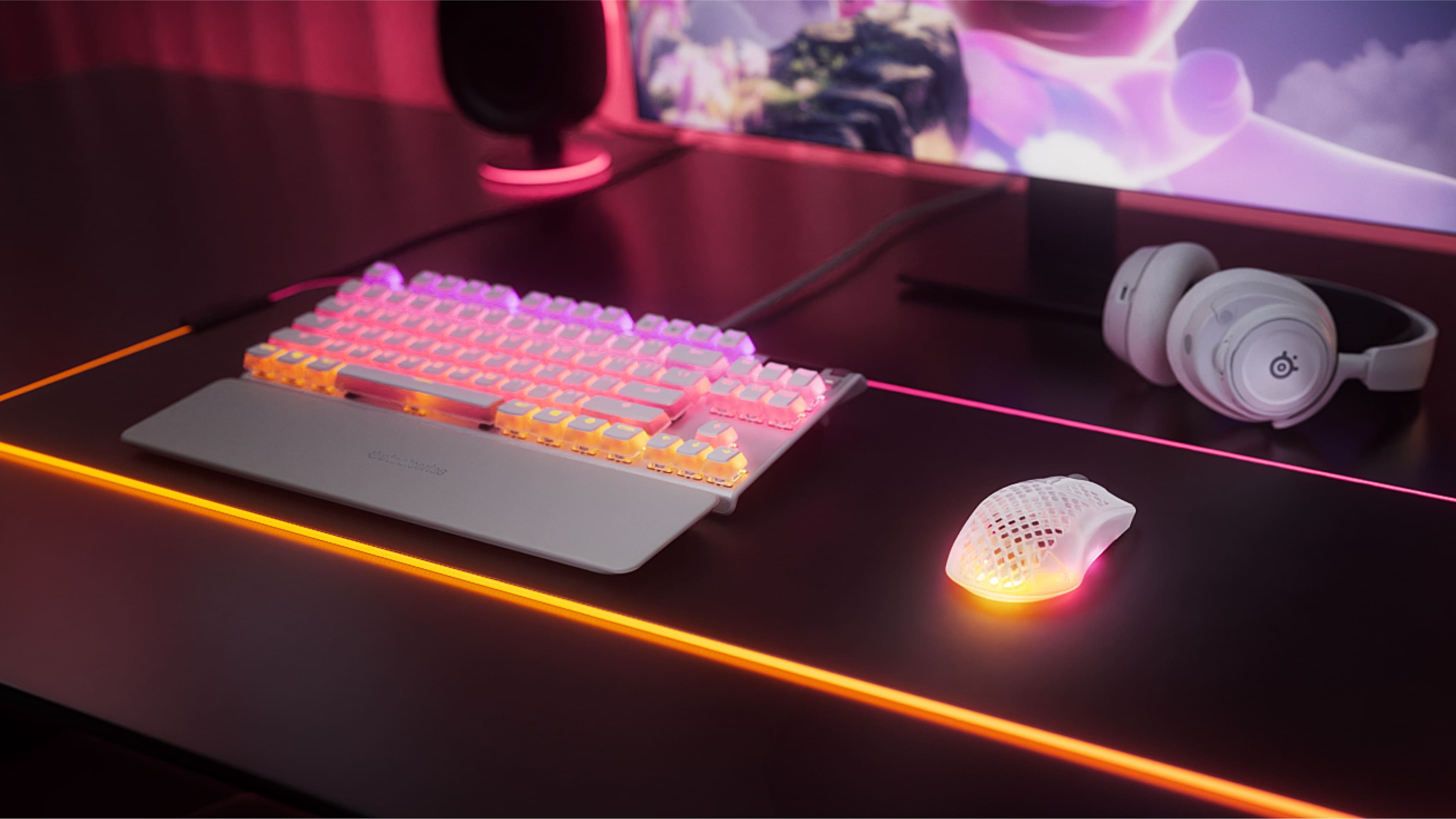 Alt View 18. SteelSeries - Apex 7 Ghost TKL Wired Mechanical Red Linear Gaming Keyboard with RGB Backlighting - White.