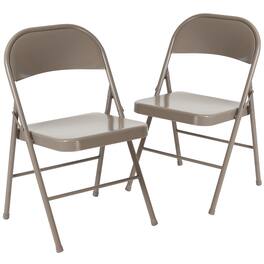 Emma + Oliver - 2 Pack Home & Office Double Braced Party Events Steel Metal Folding Chair - Gray