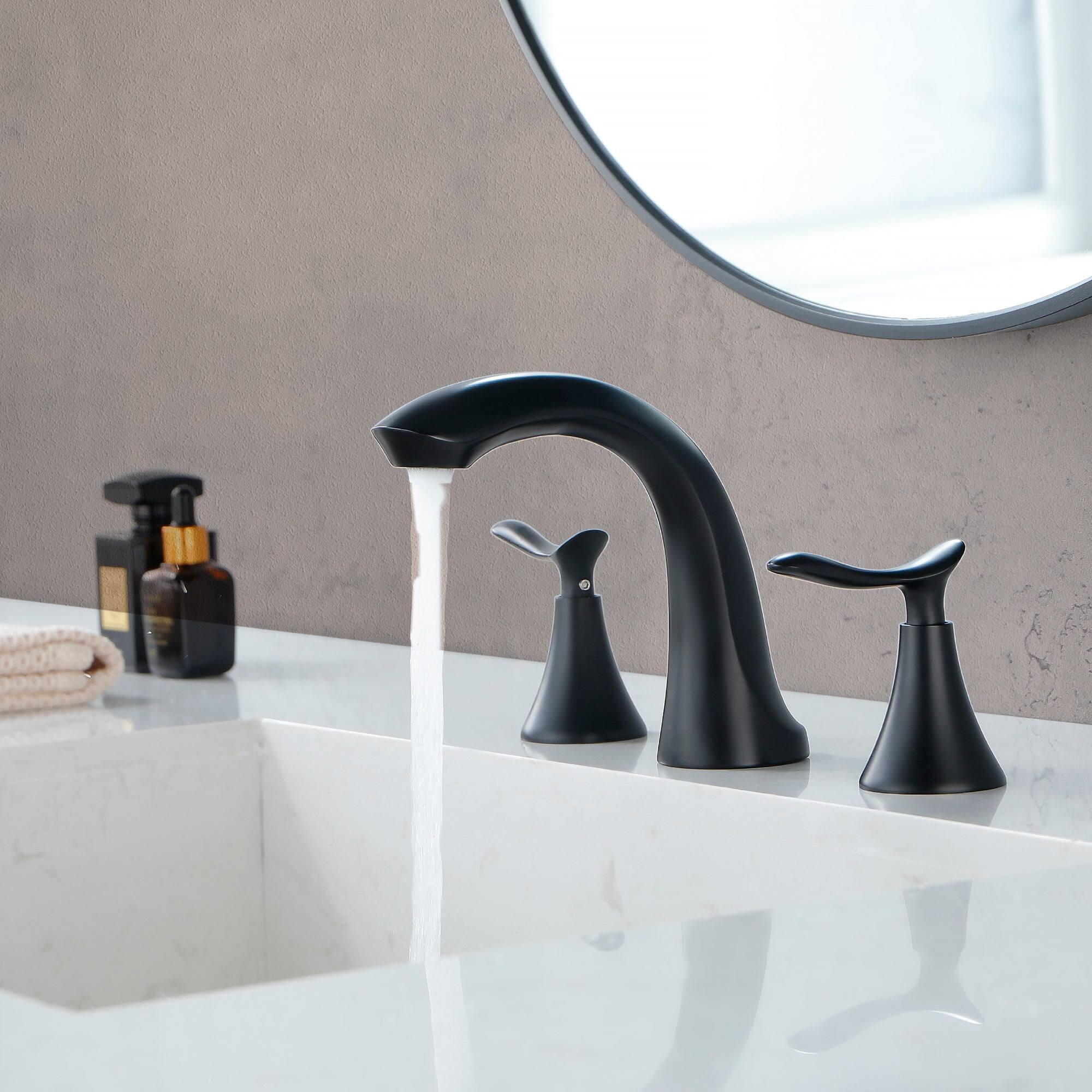8 in Widespread Double Handle 1.2 GPM Bathroom Faucet with Quick Connect Hose and Pop Up Drain