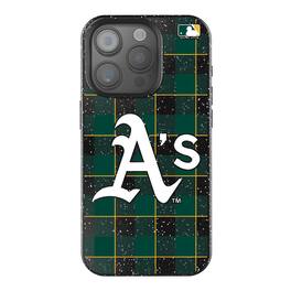 Keyscaper - MLB - Athletics Plaid Bling iPhone Case - 15 - Black