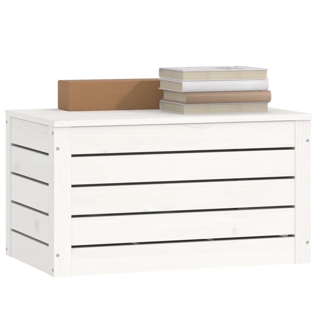 Alt View 3. Boyel Living - 23.4 in.W Rustic White Storage Box Rectangular Solid Pine Wood Medium Storage Box - White.