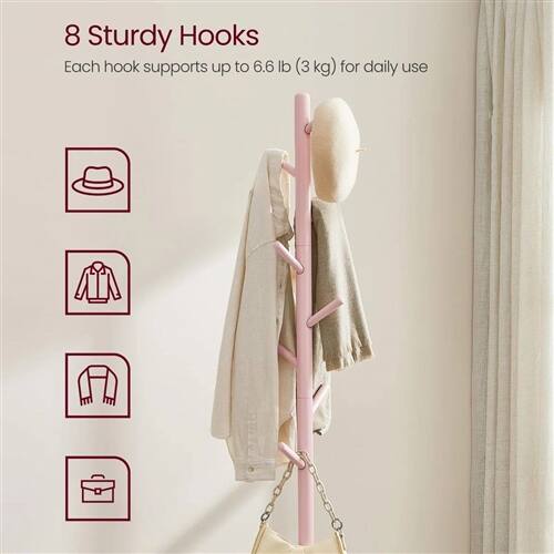 8 Sturdy Hooks  
Each hook supports up to 6.6 lb (3 kg) for daily use