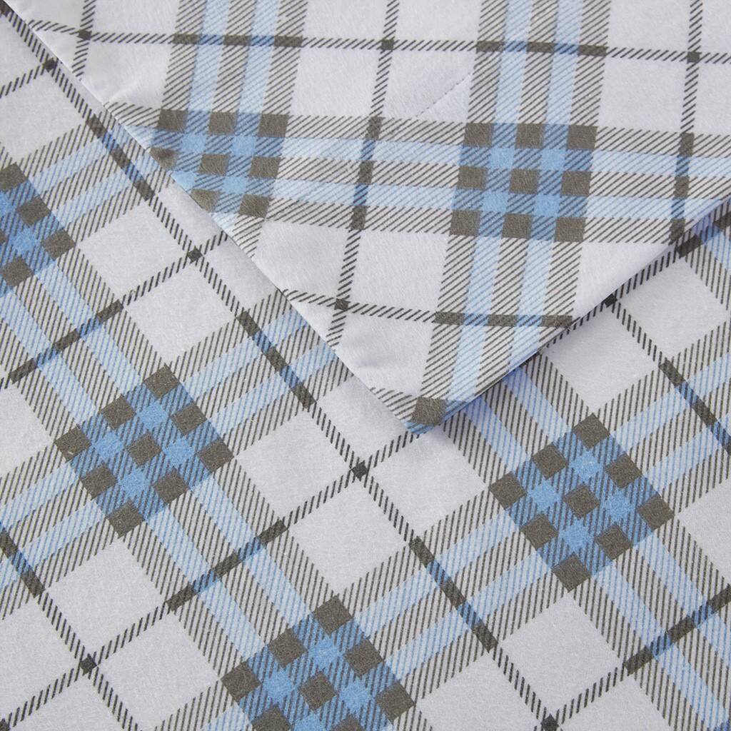 Alt View 5. Gracie Mills - Gracie Mills Persephone Cotton Flannel Sheet Set - Blue Plaid.