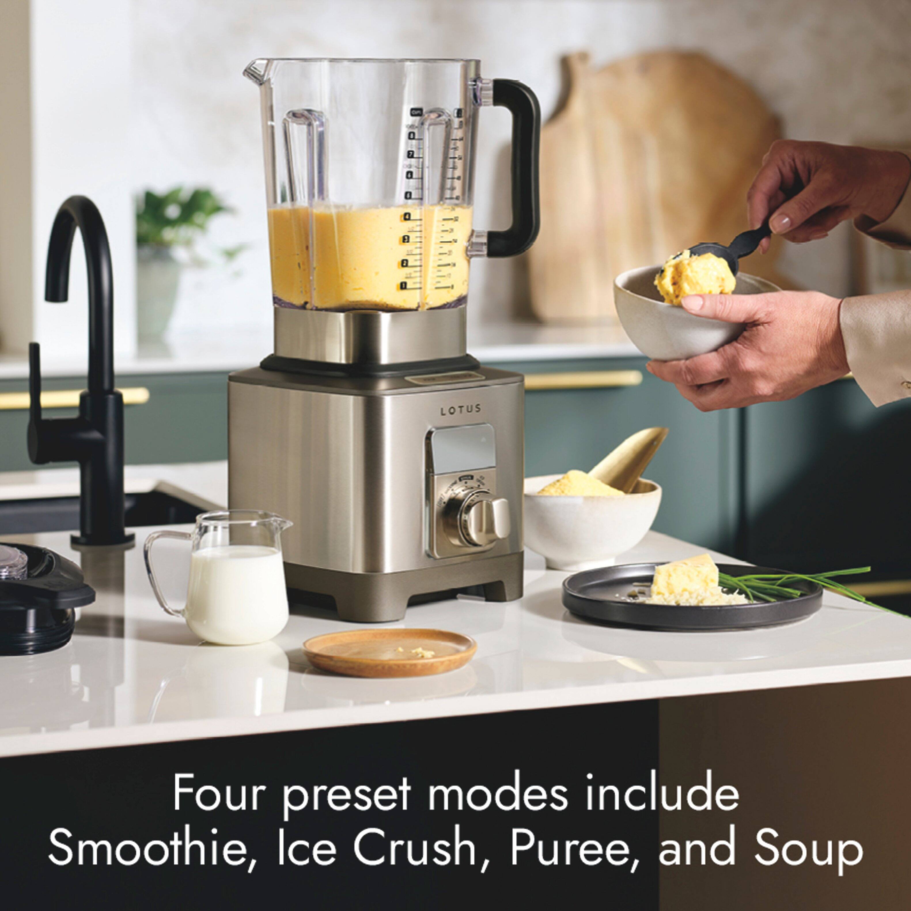 Four preset modes include Smoothie, Ice Crush, Puree, and Soup
